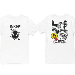 White Ink Up Hustle Beats Talent T-Shirt